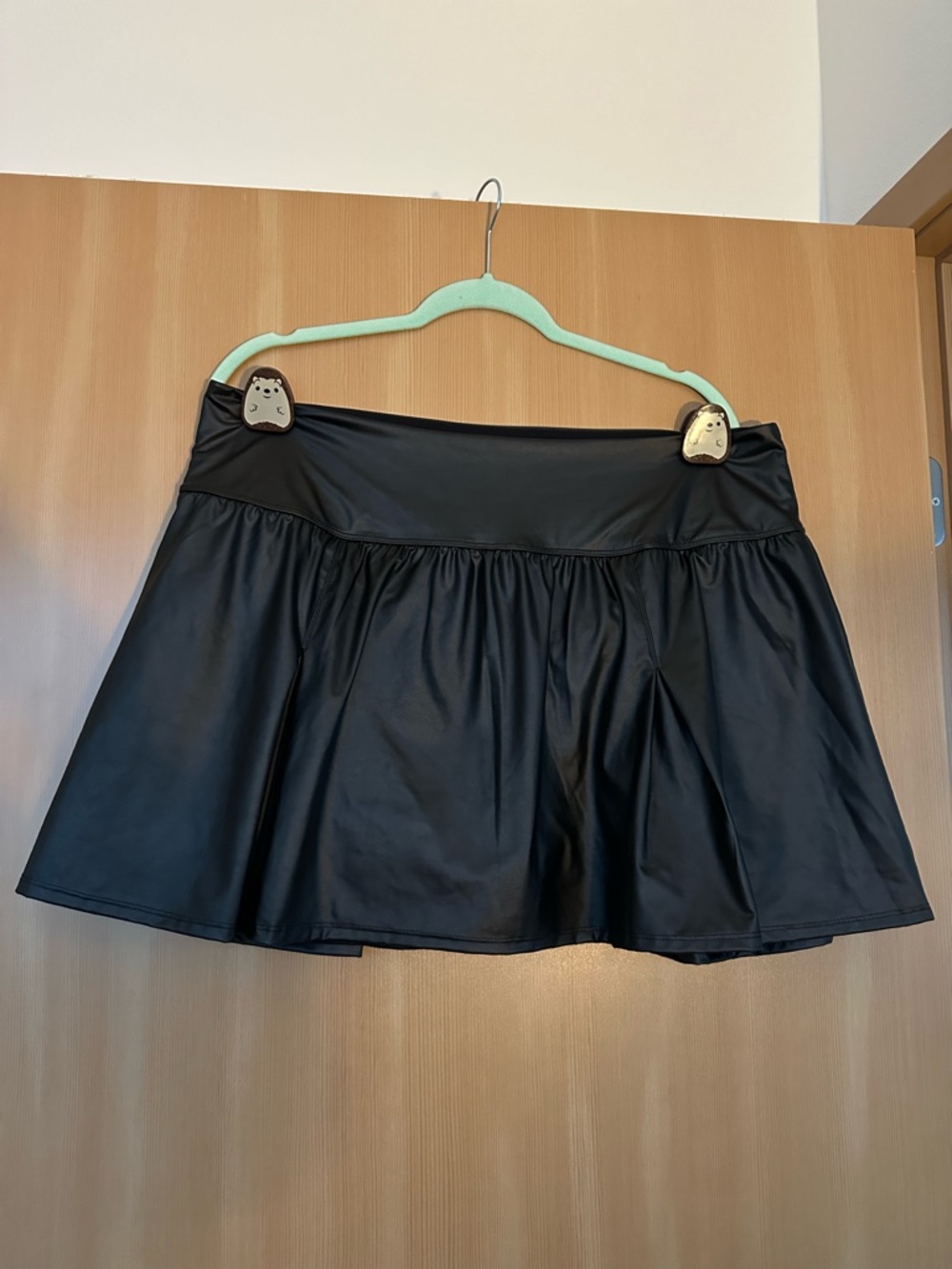 AE Black Faux Leather Skater Mini Skirt w shorts never worn!